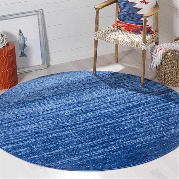 SAFAVIEH Adirondack Collection Area Rug - 9' Round, Light Blue & Dark Blue, Modern Ombre Design, Non Shedding & Easy to Clean, Ideal for Living Room, Bedroom, Office, Dining Space (ADR113F)