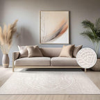 Paco Home Modern in- and Outdoor Rug with Carved Oriental Mandala Pattern in Cream, Size: 6'7" x 9'6"