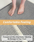 AMOAMI Upgraded Waffle Runner Rug Super Absorbent Non Slip Bath Mats for Bathroom Machine Washable Bathroom Runner Rug with Tassels, Ideal for Hallway Bedroom Laundry Room, 2' x 6', Darkgrey & Cream