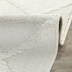 Antep Rugs Palafito 5x7 Geometric Shag Diamond High-Low Pile Textured Indoor Area Rug (White, 5'3" x 7'6")