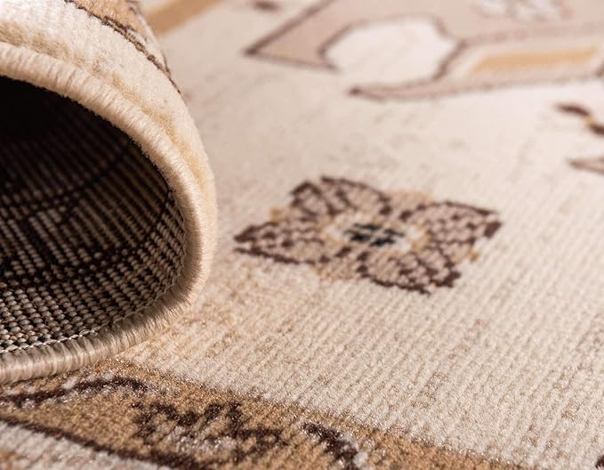 Unique Loom Taftan Collection Border Geometric Tribal Inspired Design Area Rug (6' 0 x 9' 0 Rectangular, Ivory/ Tan)