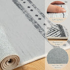 BESTSWEETIE 2x3 Area Rugs for Living Room Washable Moroccan Farmhouse Neutral Geometric Low Pile Non-Slip Soft Print Pattern Rug for Bedroom Kitchen Dining Room Entryway Grey/Black/Navy