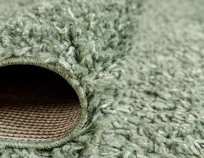 Unique Loom Davos Shag Collection Area Rug - Solid (2' 7" x 16' 5" Runner, Sage)
