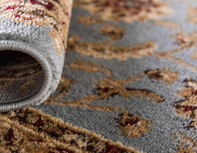 Unique Loom Voyage Collection Traditional Oriental Classic Intricate Design Area Rug (9' 0 x 12' 0 Rectangular, Light Blue/Gold)