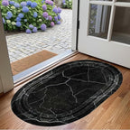 Black Grey Striped Texture Bordered Rugs 9x12 Modern Minimalist Indoor Large Area Rug for Living Room Bedroom Dining Room Soft Faux Wool Non Slip Floor Mats Entrance Bathroom Home Office Oval Carpet