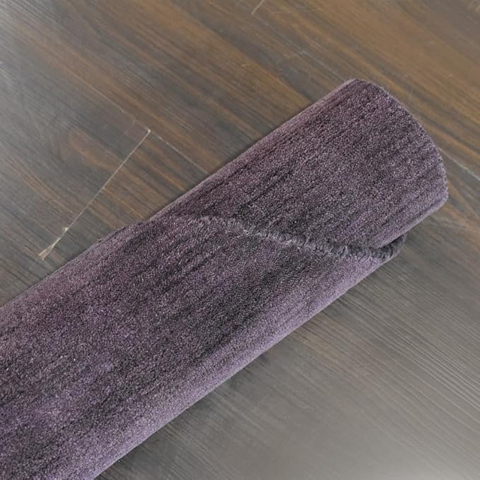 Hand Knotted Loom Wool ECO-Friendly Area Rugs - 6'x6', Octagon, Purple Color, Solid Plain Design, High Pile Thick Handmade Anti Skid Area Rugs for Living Room, Bed Room (L00111)
