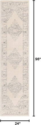 Unique Loom Isabella Collection Area Rug - Rossellini (2' x 8' Runner, White/ Black)