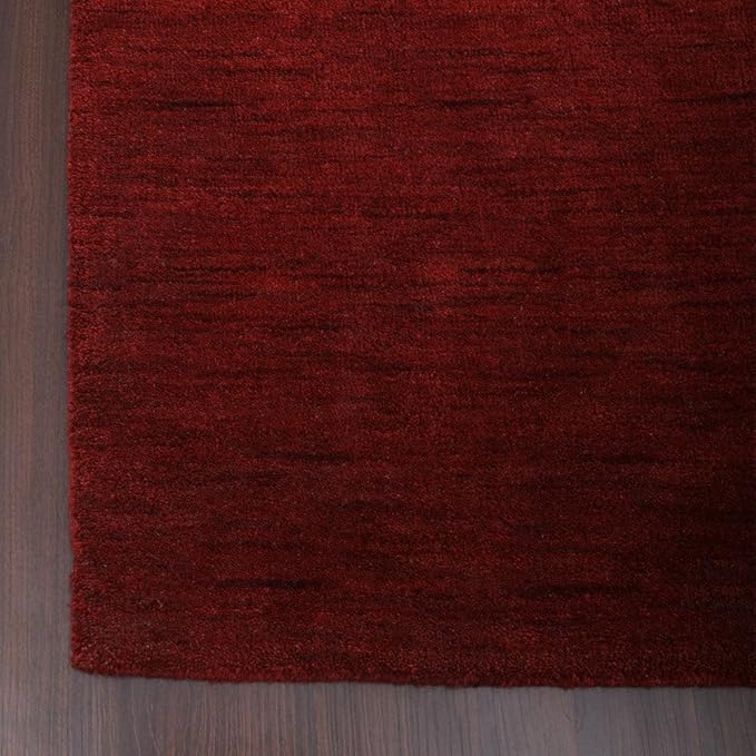 Hand Knotted Loom Wool ECO-Friendly Area Rugs - 2'8''x10', Runner, Red Color, Solid Plain Design, High Pile Thick Handmade Anti Skid Area Rugs for Living Room, Bed Room (L00111)