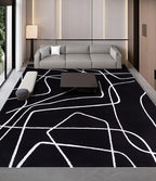 YIHOUSE Modern Washable Area Rug for Living Room Bedroom - Large Abstract Black and White Rug Non-Slip Ultra-Thin Home Decor (Dark Abstract, 6'x9'ft)