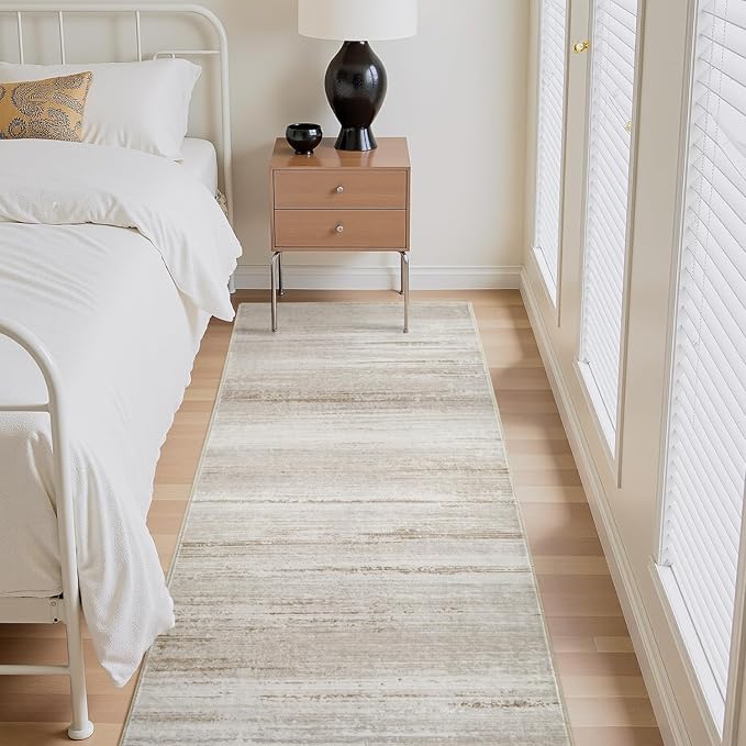 PADOOR Modern Abstract Runner Rug - 2x6 Washable Hallway Rugs, Ultra Soft Non-Slip Low Pile Floor Rugs for Hallway Entryway Kitchen Bedroom Bedside Laundry Room Black