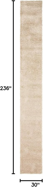 Unique Loom Solid Shag Collection Area Rug (2' 6" x 19' 8" Runner, Taupe)