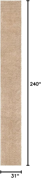 Unique Loom Davos Shag Collection Area Rug - Solid (2' 7" x 20' Runner, Linen)