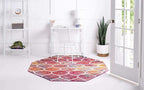 Rugs.com Lattice Frieze Collection Rug – 6' Octagon Multi Medium Rug Perfect for Living Rooms, Kitchens, Entryways