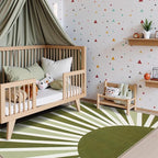 Lahome Green Area Rug: 5'x7 'Ultra-Thin Machine Washable & Non-Slip with Cute Boho Rainbow Sun Print for Living Room, Nursery, Bedroom, Entryway & Office