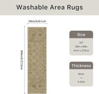 Bavni 2x7 Runner Rug Non Slip, Machine Washable Rug Runners for Hallways, Vintage Distressed Print Kitchen Runner, Low Pile Lightweight Carpet Runner for Entryway Laundry Bedroom Bathroom Nut Brown