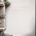 Beverly Rug Modern Geometric Area Rug 4x6 Low-High Pile Durable Soft Abstract Striped Indoor Rugs for Living Dining Room Office Stain Resistant Non Shedding Casual Indoor Carpet Beige White 4 x 6