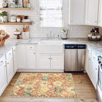 Lahome Kitchen Rugs Non Slip Washable Rugs for Entryway, 2x4 Rug Non-Slip Moroccan Trellis Ultra-Thin Indoor Door Mat Small Carpet for Bathroom Bedroom Entry, Red/Orange