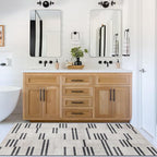 ReaLife Rugs Machine Washable Area Rug Runner - Living Room Bedroom Bathroom Kitchen Entryway Office -Non-Slip Baking Low Pile Stain Resistant Premium - Modern Geometric Loki-Beige & Black 2'6" x 6'