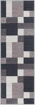 Rugshop Modern Boxes Design Non-Slip (Non-Skid) Carpet for Hallway,Entryway,Kitchen Runner Rug 2'7" x 8' Gray