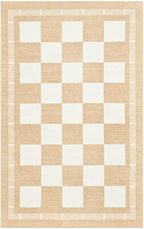 Vasofe Washable Small Entry Rug, 2x3 Checkered Jute Rugs Outdoor Indoor Front Door Mat, Non-Slip Bedroom Entrance Doorway Kitchen Mats, Plaid Farmhouse Porch Carpet, Khaki and White