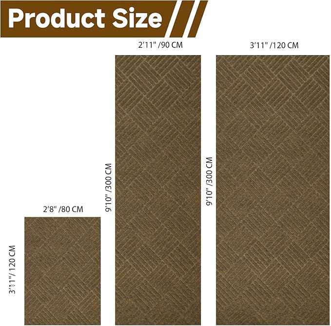 jxgzyy Runner Rug 3'11" x 9'10", Commercial Front Door Mat, Heavy Duty Indoor Outdoor Doormat, Outdoor Mats for Entrance, Non-Slip Entry Mat for High Traffic Area