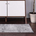 Rugs.com Leipzig Collection Runner Rug – 10 Ft Runner Grey Low-Pile Rug Perfect for Hallways, Entryways