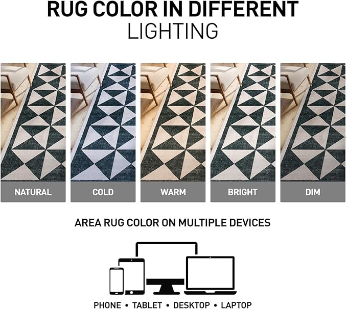 Rugshop Geometric Diamond Washable Non Slip Area Rug 8' x 10' Cream