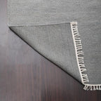 Rugsotic Carpets Hand Woven Flat Weave Kilim Wool ECO-Friendly Area Rugs - 6'x9', Rectangle Shape, Silver Color, Solid Plain Design, Low Pile Handmade Rugs for Living Room, Bed Room (D00111)