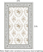SOULFUL Medium Pile 3x5 Area Rug - Soft Underfoot Small Entryway Rug - Light Taupe Boho Floral - Washable Non-Slip - Perfect for Living Room Bedroom Foot Kids Room Reading Nook