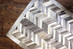 Chevron Pattern Faux Cowhide Area Rug | Non-Slip Leather Carpet for Living Room, Bedroom, and Office | Modern Designer Rug for Home Décor(9.9x14 ft_Grey)