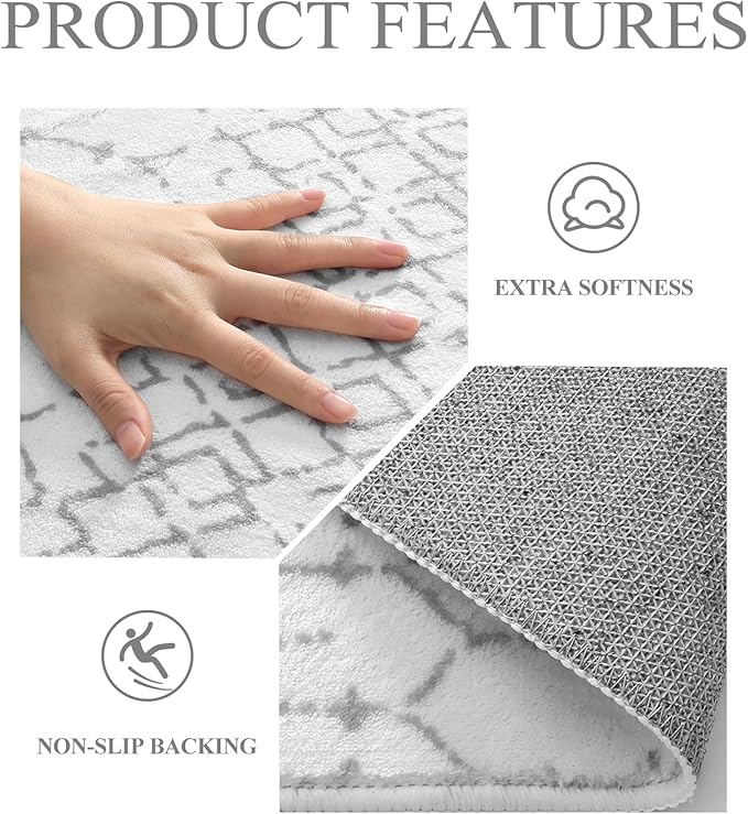 Lahome Moroccan Circle Rug - 6Ft Washable Large Round Area Rugs for Living Room Non-Slip Low-Pile Dining Room Rugs for Under Table, Modern Geometric Print White Circular Rug for Office Bedroom Nursery