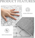 Lahome Moroccan Round Area Rug - 3Ft Round Rug Non-Slip Washable Soft Round Bathroom White Throw Small Circle Rug for Bedroom, Modern Geometric Print Low-Pile Round Rugs for Entryway Kitchen Sofa