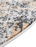 Rugs.com Leipzig Collection Rug – 4 Ft Round Beige Low-Pile Rug Perfect for Kitchens, Dining Rooms