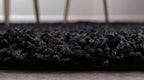 Unique Loom Solid Shag Collection Area Rug (7' 10" Round, Jet Black)