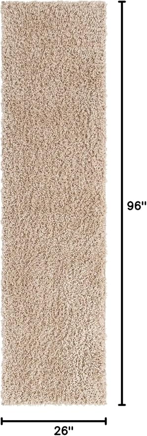 Unique Loom Davos Shag Collection Area Rug - Solid (2' 2" x 8' Runner, Linen)