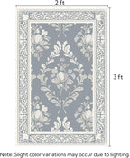 SOULFUL Medium Pile 2x3 Entryway Rug - Soft Underfoot Small Area Rug - Greige Boho Floral - Washable Non-Slip - Perfect for Hallway Kitchen Bedroom Bathroom Indoor Entrance