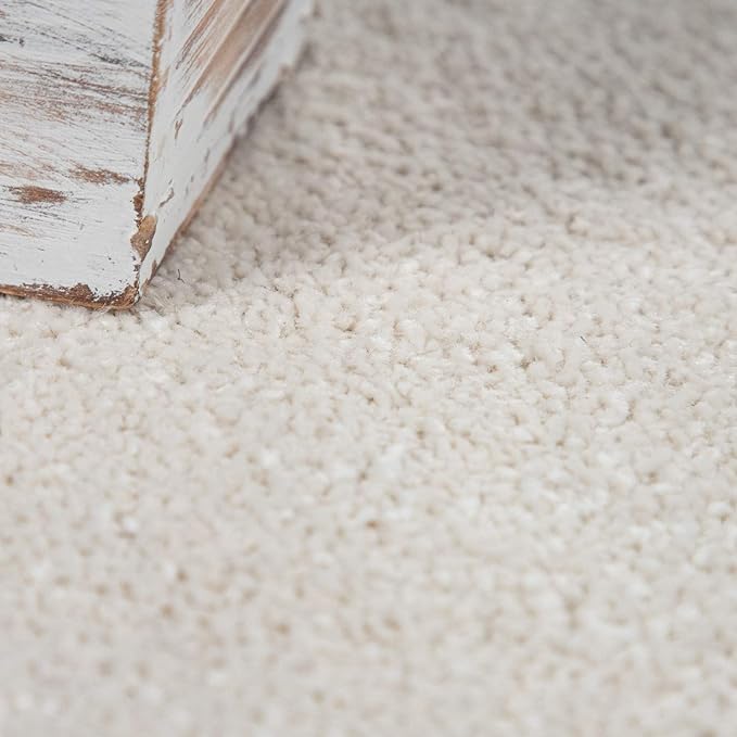 Paco Home Solid Area Rug in Cream Modern Plain Design, Size: 4' x 5'7"