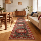 Enkor Runner Rugs for Hallway, 2.6x13 Washable Soft Boho Non Slip Floor Rugs for Kitchen, Modern Mat for Living Room Bedroom Entryway Red & Blue