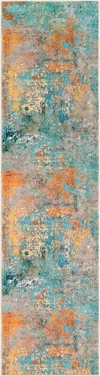 Lahome Modern Abstract Rug - 2x8 Colorful Hallway Runner Rug, Non Skid Washable, Bathroom Carpet, Indoor Floor Entryway Runner for Living Dining Bedroom Kitchen