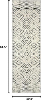 Wonnitar Moroccan Runner Rug, Washable 2'6"x8' Kitchen Runner Rug, Geometric White Hallway Bathroom Rug Runner, Non-Slip Long Boho Tribal Accent Floor Carpet for Bedroom Laundry (Beige,2'6"x8')