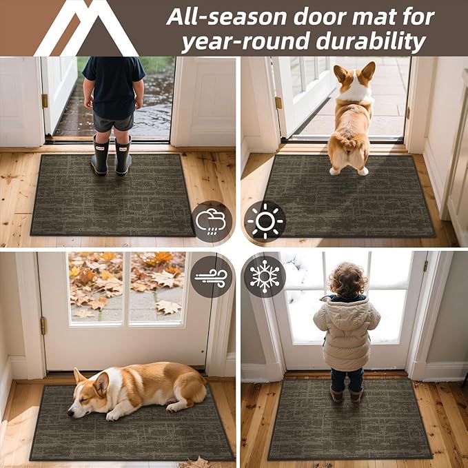 COSY HOMEER-Dirt-Trapper-Door-Mat 32"x48" Non-Slip Entryway Rugs,Washable Welcome Mat,Absorbent Entrance Mats,Low Pile Dog Door Mats for Front Back Doomats and Wet Shoes,Brown