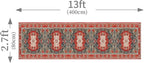 Enkor Runner Rugs for Hallway, 2.6x13 Washable Soft Boho Non Slip Floor Rugs for Kitchen, Modern Mat for Living Room Bedroom Entryway Red & Blue