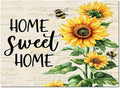 Summer Sunflowers Rectangular Area Rugs for Living Room Bedroom 2.8 x 5 ft Rustic Floral Bees Green Leaves Non-Shedding Soft Low Pile Rug Non Slip Washable Rug for Nursery Entryway Playroom