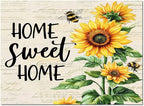 Summer Sunflowers Rectangular Area Rugs for Living Room Bedroom 3 x 5 ft Rustic Floral Bees Green Leaves Non-Shedding Soft Low Pile Rug Non Slip Washable Rug for Nursery Entryway Playroom