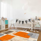 Orange Rectangular Area Rugs for Living Room Bedroom 5 x 8 ft Abstract Paint Texture Modern Art Non-Shedding Soft Low Pile Rug Non Slip Washable Rug for Nursery Entryway Playroom
