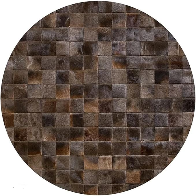 Round Area Rug – Soft Modern Carpet for Living Room, Bedroom, Entryway – Non-Slip Durable Floor Mat for Home Décor (Brown_9X9)