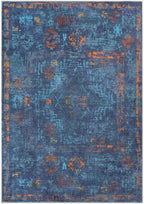 GLN Rugs Contemporary Collection - Machine Washable Area Rug, Contemporary Washable, Non Slip, Low Pile Chenille Rug, Living Room, Bedroom, Kitchen Rug (5' x 7' Midnight/Multi)