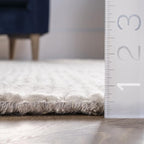 nuLOOM 8 Square Penelope Wool Braided Handmade Area Rug, Off White, Solid Rustic Farmhouse Style, For Bedroom, Living Room, Hallway, Entryway