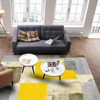 Yellow Rectangular Area Rugs for Living Room Bedroom 3 x 5 ft Abstract Paint Texture Modern Art Non-Shedding Soft Low Pile Rug Non Slip Washable Rug for Nursery Entryway Playroom