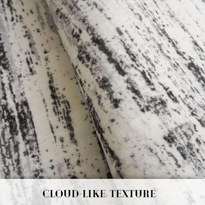 Modern Abstract Runner Rug 2x6, White Black Grey Taupe Washable Kitchen Runner Non-Slip Soft Hallway Rug Runner Thin Print Faux Wool Carpet for Entryway Bedroom Laundry Room Indoor Home Decor